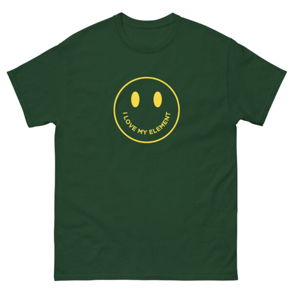 unisex-classic-tee-forest-green-front-67e863568277d.jpg "I Love My Element" Smiley Tee
